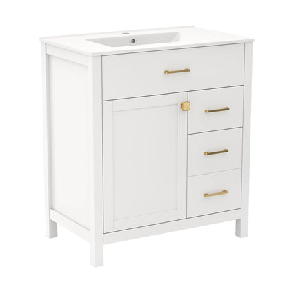 Single Bathroom Vanity with 2 Drawers and 1 Door-White
