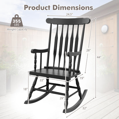 Rocking Chair with Solid Wooden Frame for Garden and Patio