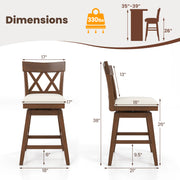 26 Inch Bar Stool with Contoured Backrest and Swivel Padded Seat-Beige