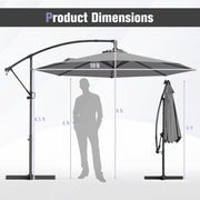 10 Feet Offset Hanging Umbrella with Base and Infinite Tilt-Gray
