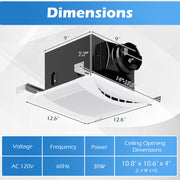 110 CFM Ceiling Mount Exhaust Ventilation Fan with Metal Housing