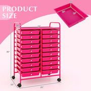 20 Removable Drawers Rolling Storage Cart Studio Organizer-Pink