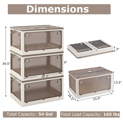 3-Pack Stackable Storage Bins with Lids with 5 Opening Ways