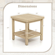 2-Tier Outdoor Side Table with Shelf for Porch Deck Garden