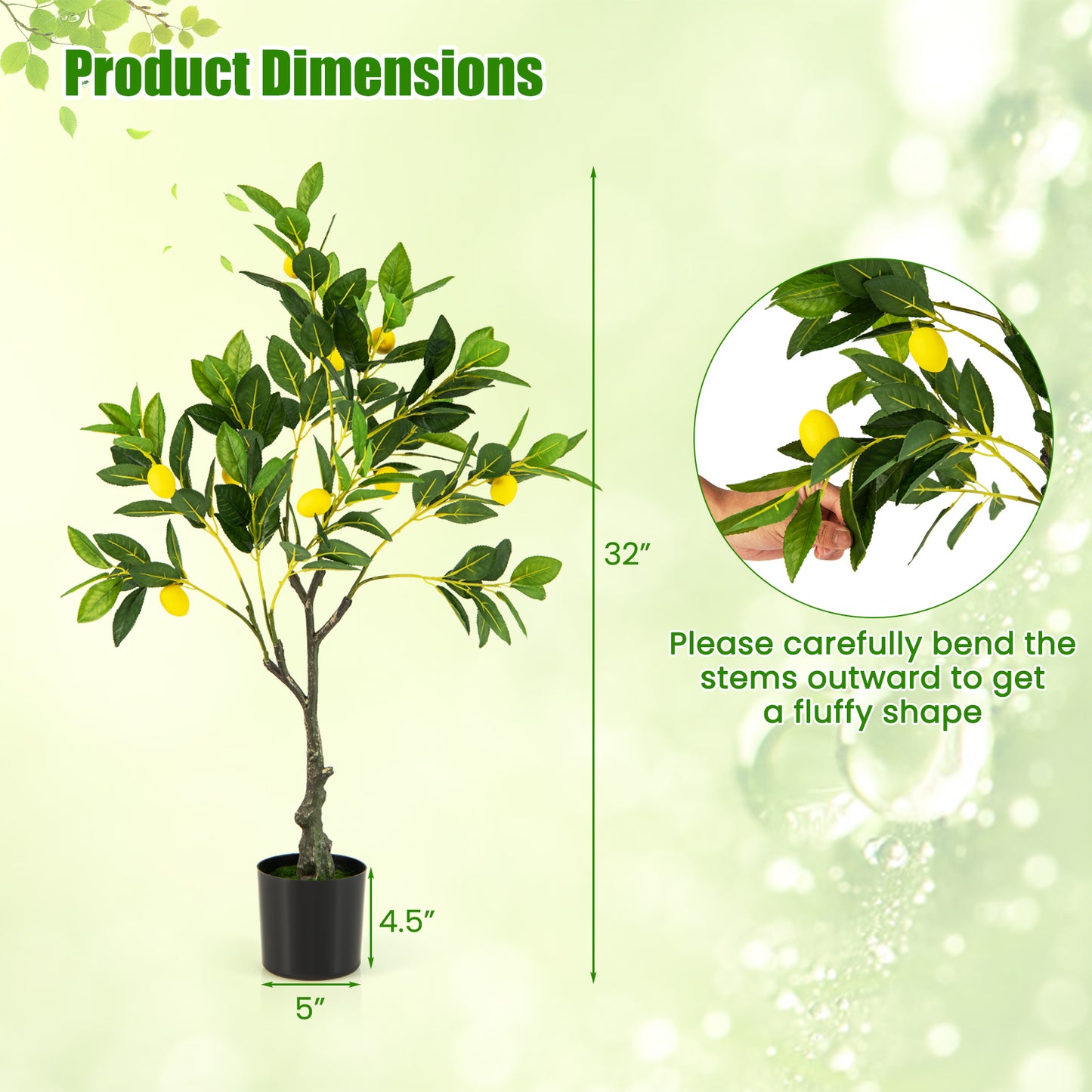 Artificial Lemon Tree 2.6/4/5.2 Feet Tall Fake Lemon Plant wuth Lemon Fruits