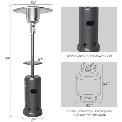 Outdoor Heater Propane Standing LP Gas Steel with Table