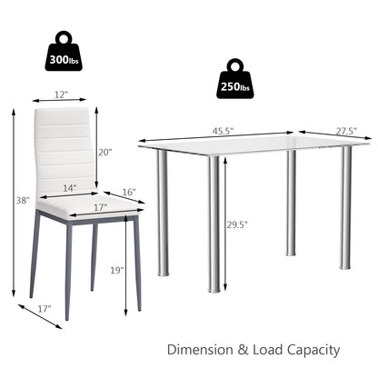5 Pieces Dining Set with 4 PVC Leather Chairs