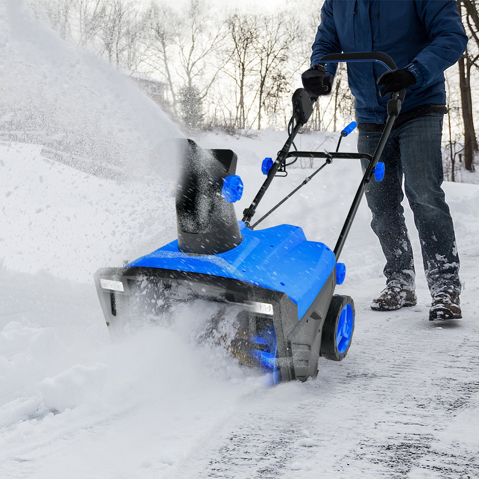 20 Inch 120V 15Amp Electric Snow Thrower with 180¬∞ Rotatable Chute-Blue