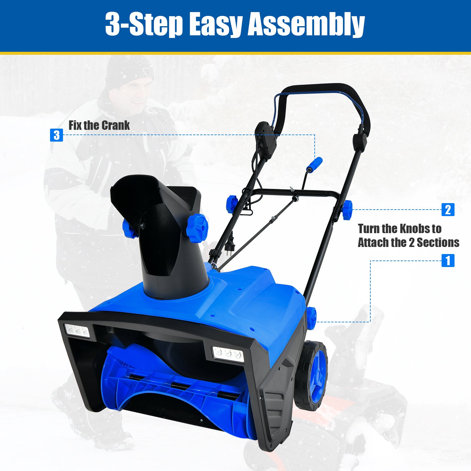 20 Inch 120V 15Amp Electric Snow Thrower with 180¬∞ Rotatable Chute-Blue