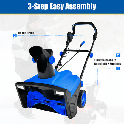 20 Inch 120V 15Amp Electric Snow Thrower with 180¬∞ Rotatable Chute-Blue