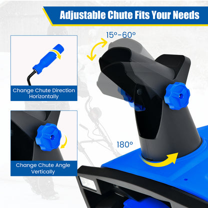 20 Inch 120V 15Amp Electric Snow Thrower with 180¬∞ Rotatable Chute-Blue