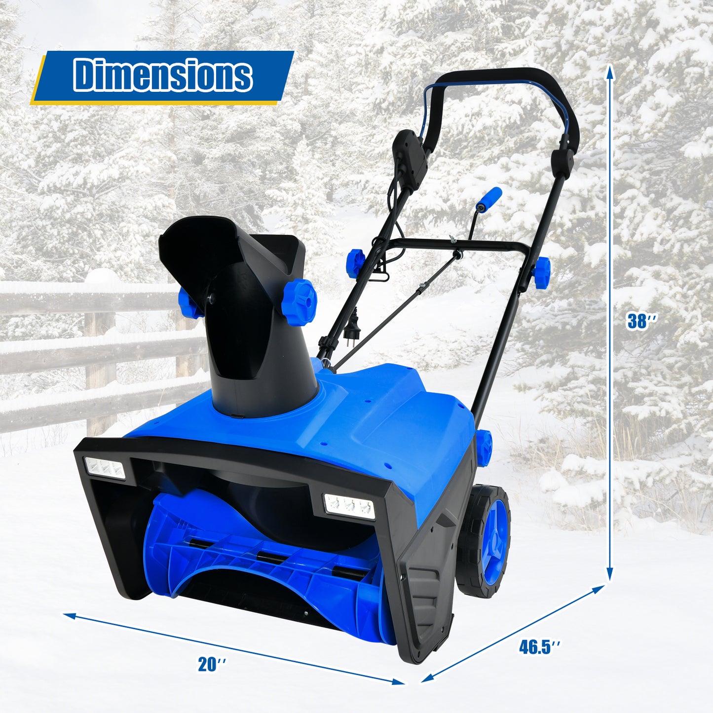 20 Inch 120V 15Amp Electric Snow Thrower with 180¬∞ Rotatable Chute-Blue
