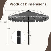 9.3 FT Solar Patio Umbrella with 24 LED Lights Vented Top and Ruffles-Gray