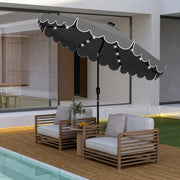 9.3 FT Solar Patio Umbrella with 24 LED Lights Vented Top and Ruffles-Gray