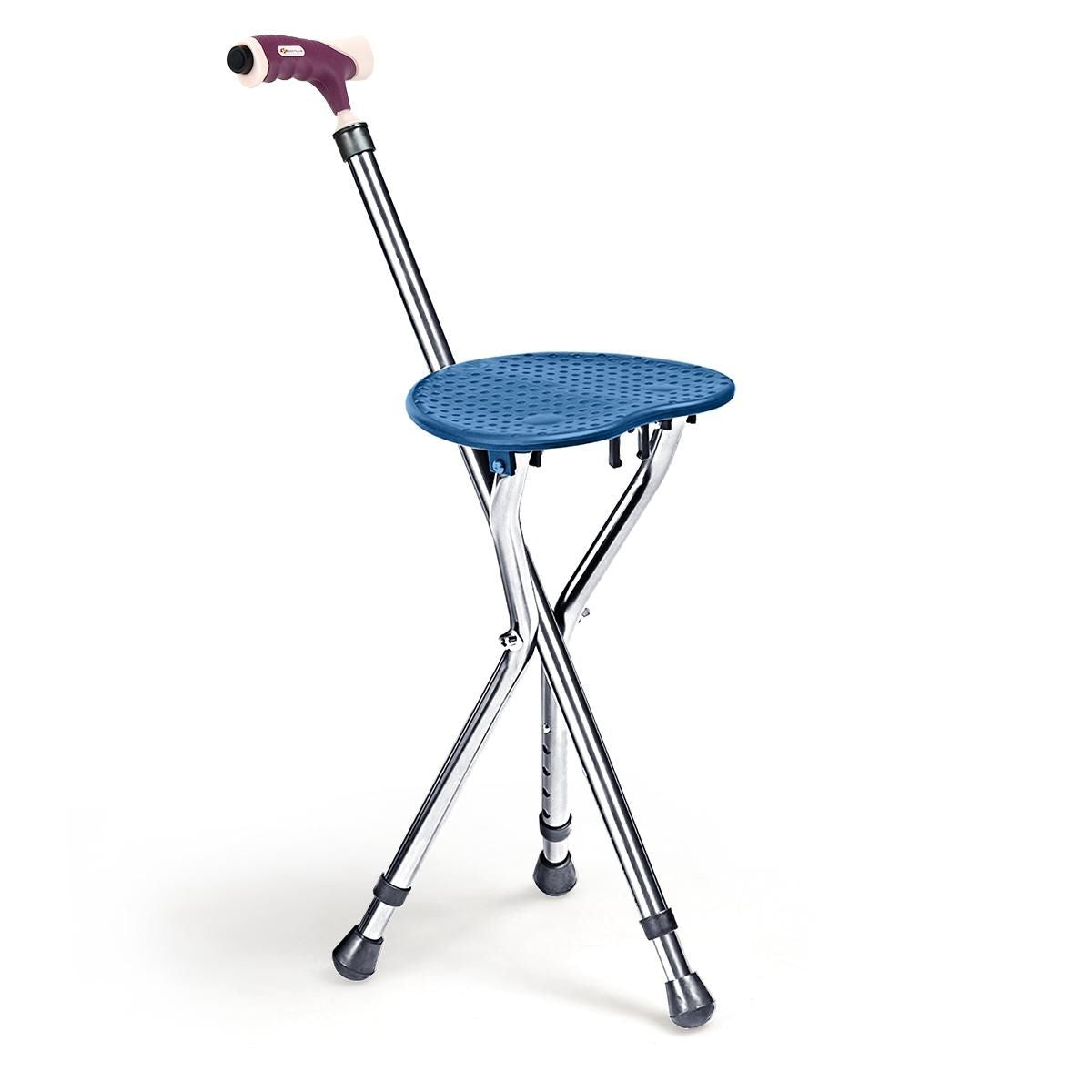 Lightweight Adjustable Folding Cane Seat with Light-Black - Blue