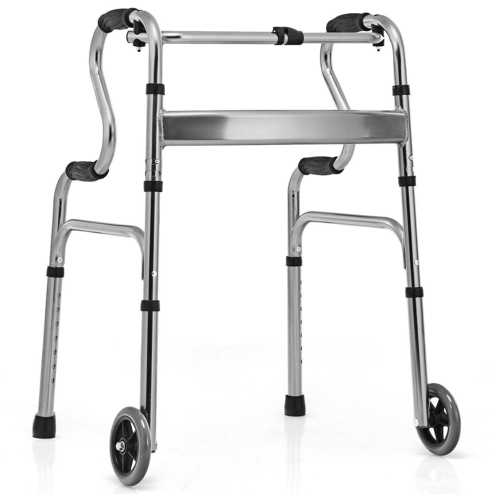 Aluminum Heavy-Duty Folding Wheeled Stand-Assist Walker-Gray - Gray