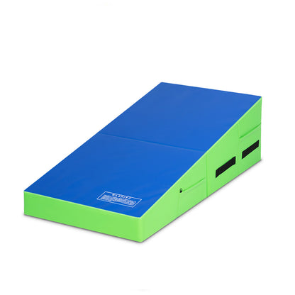 Folding Wedge Exercise Gymnastics Mat with Handles-Green