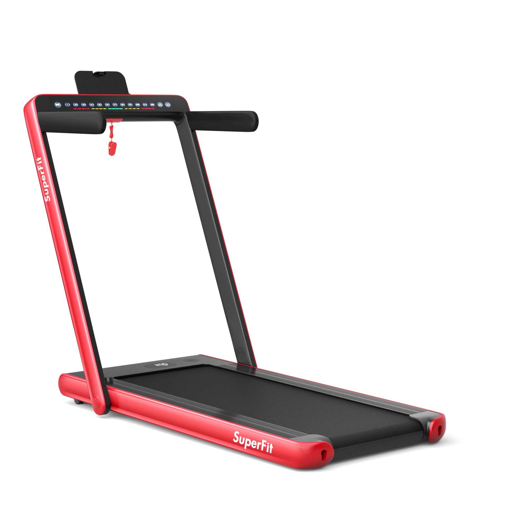 2-in-1 Electric Motorized Health and Fitness Folding Treadmill with Dual Display and Speaker-Yellow - Red