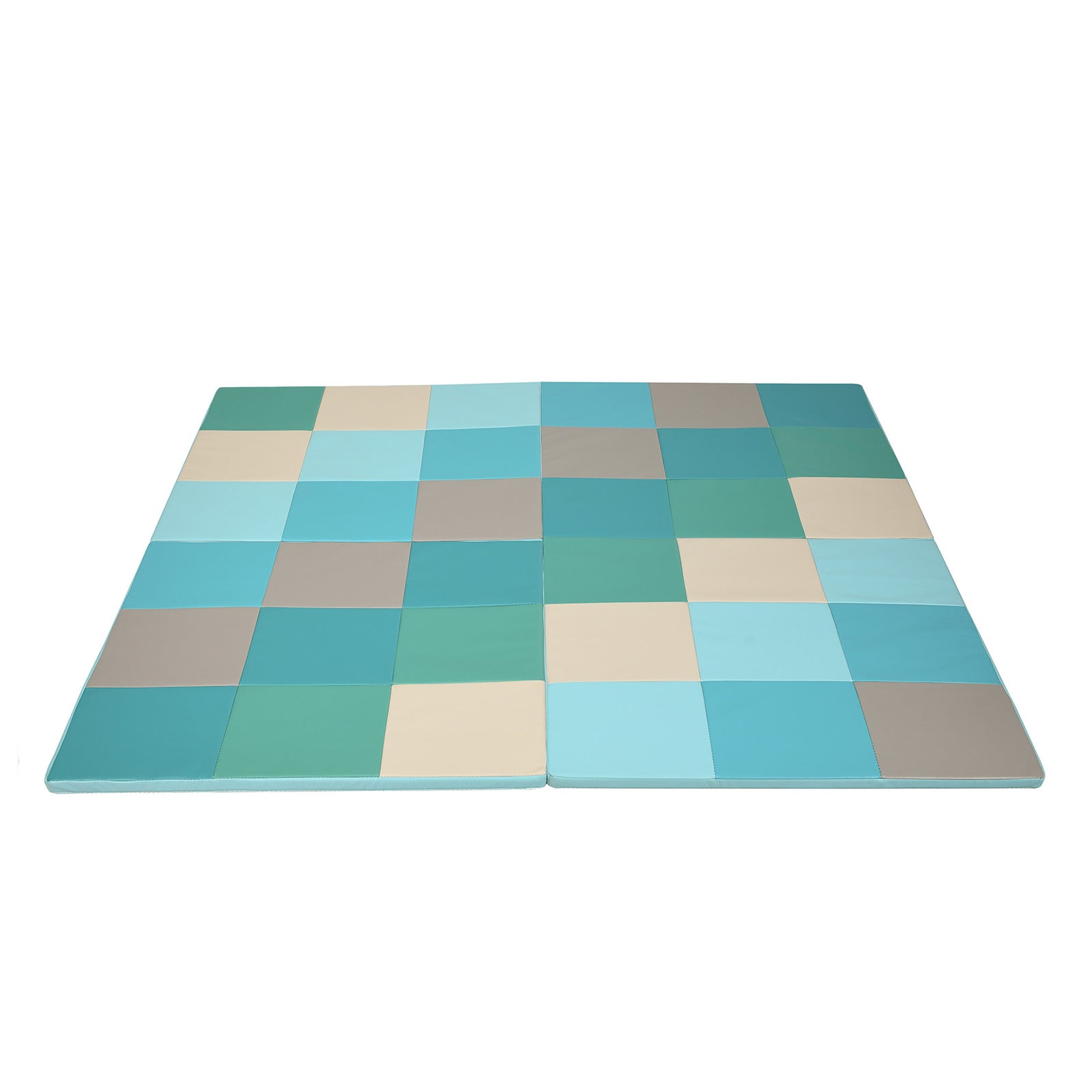 58 Inch Toddler Foam Play Mat Baby Folding Activity Floor Mat-Light Blue - Light Blue