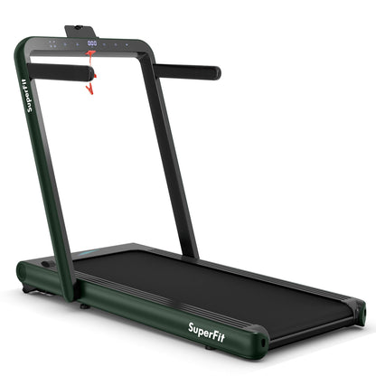 4.75HP 2 In 1 Folding Treadmill with Remote APP Control-Black - Green