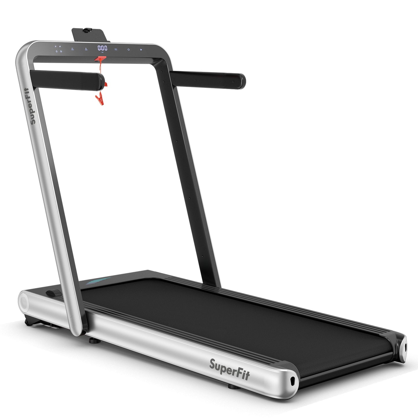 4.75HP 2 In 1 Folding Treadmill with Remote APP Control-Black - Silver