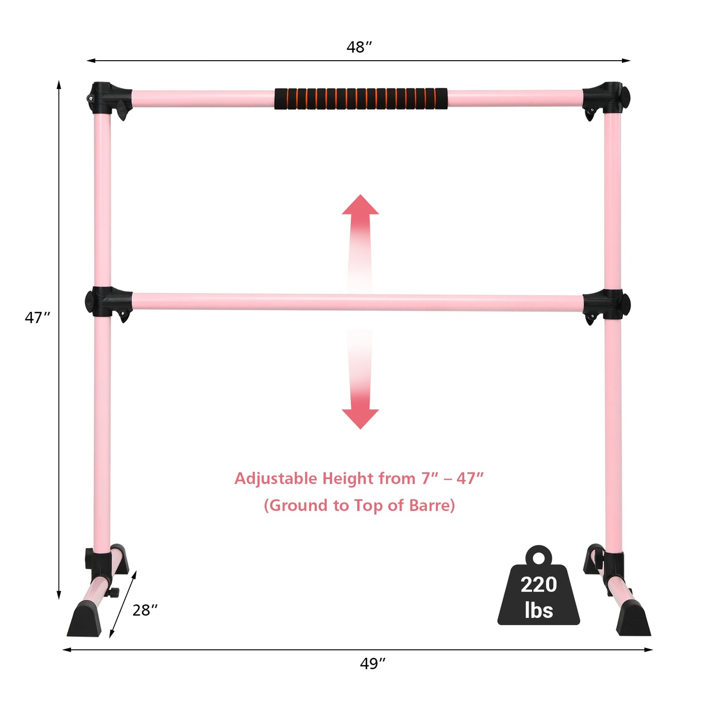 4 Feet Portable Ballet Barre with Adjustable Height
