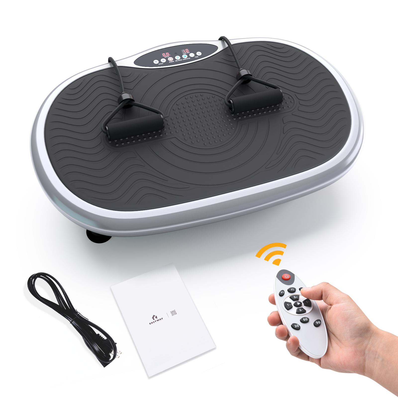 Mini Vibration Body Fitness Platform with Loop Bands-Silver