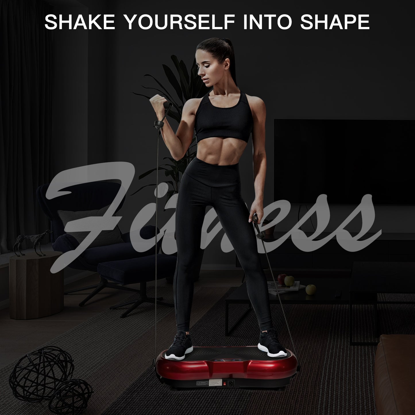 3D Vibration Plate Fitness Machine with Remote Control-Red