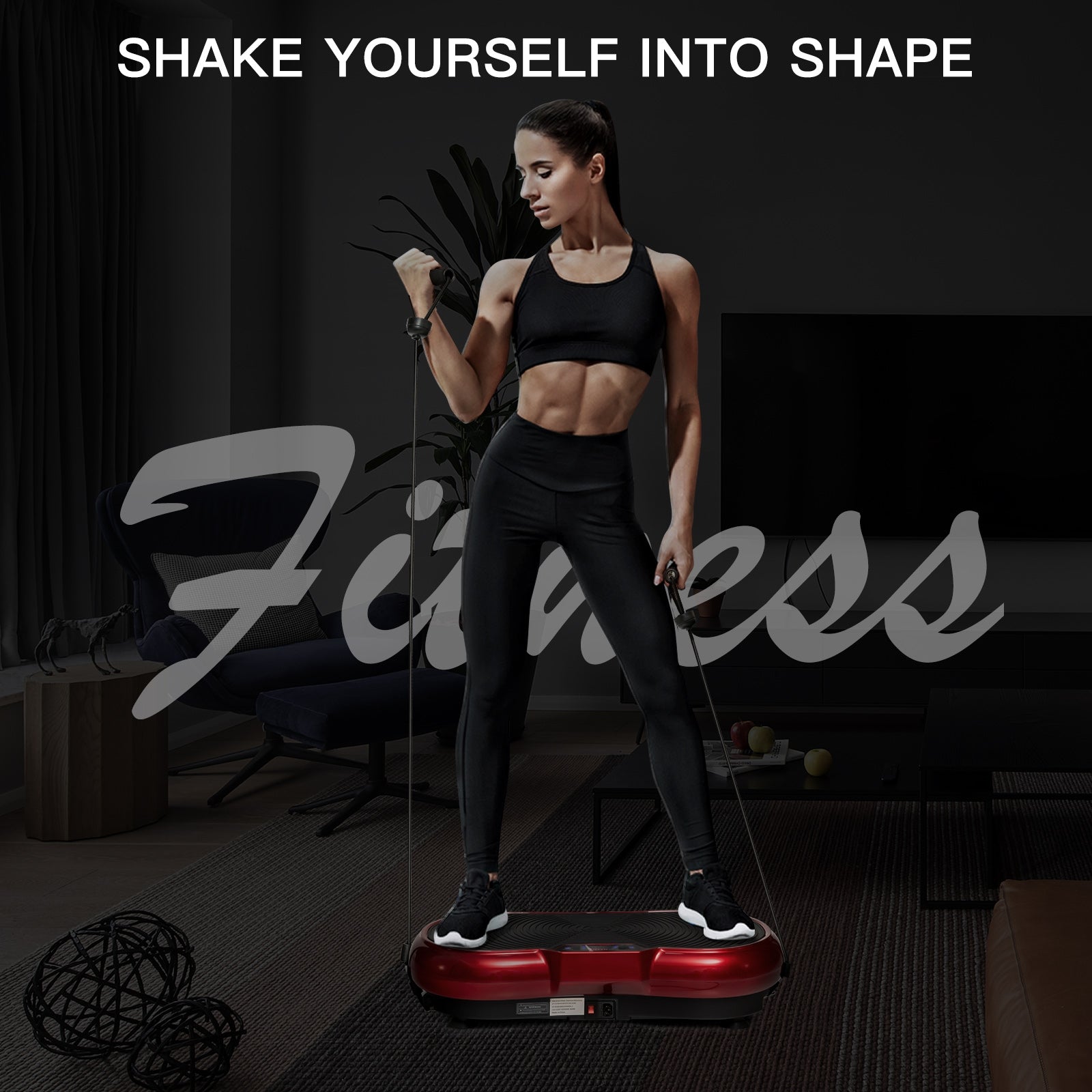 3D Vibration Plate Fitness Machine with Remote Control-Red