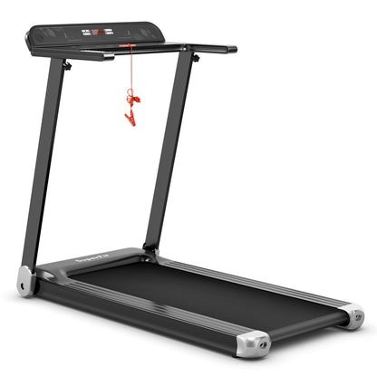 Folding Electric Compact Walking Treadmill with APP Control Speaker-Red - Silver