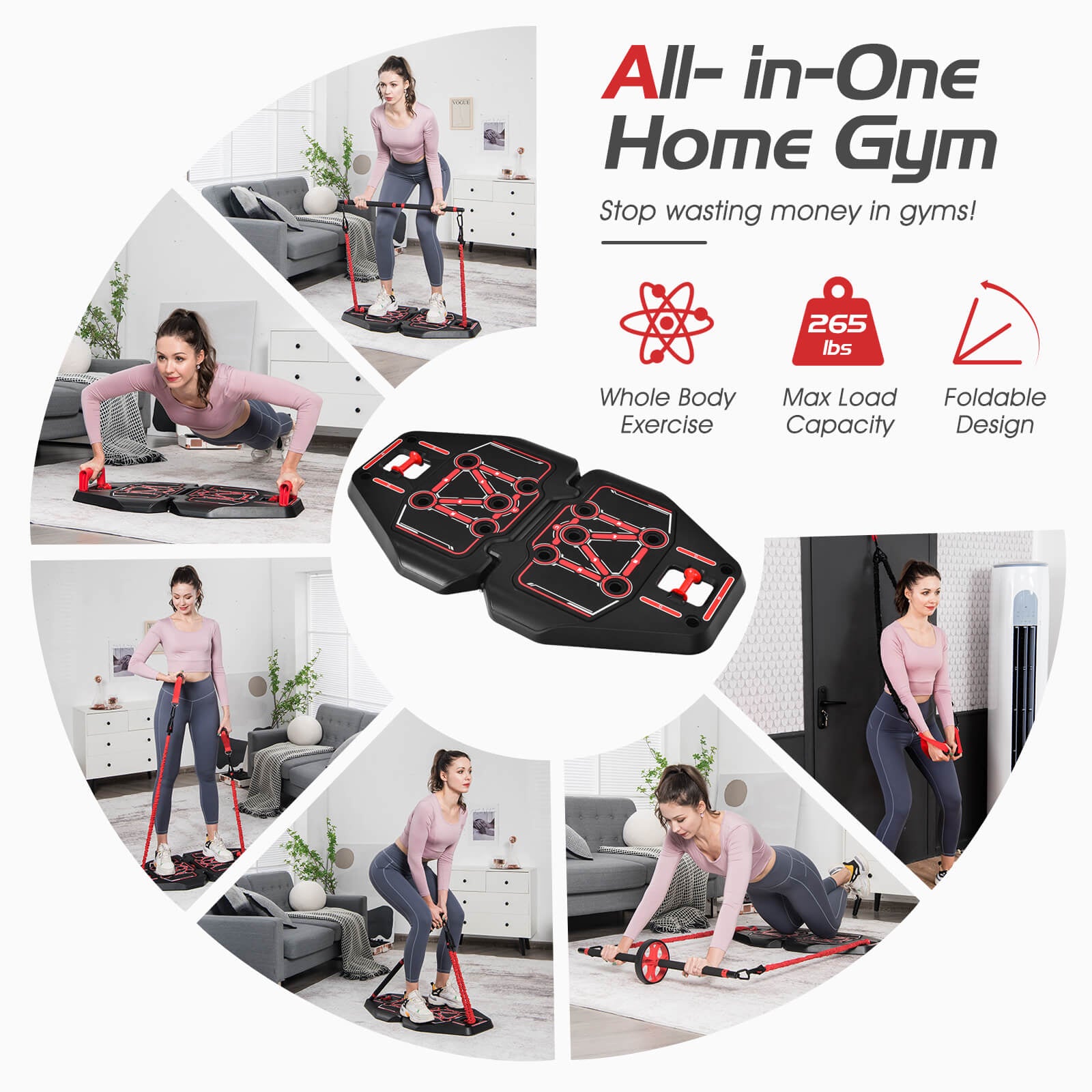 All-in-one Portable Pushup Board with Bag