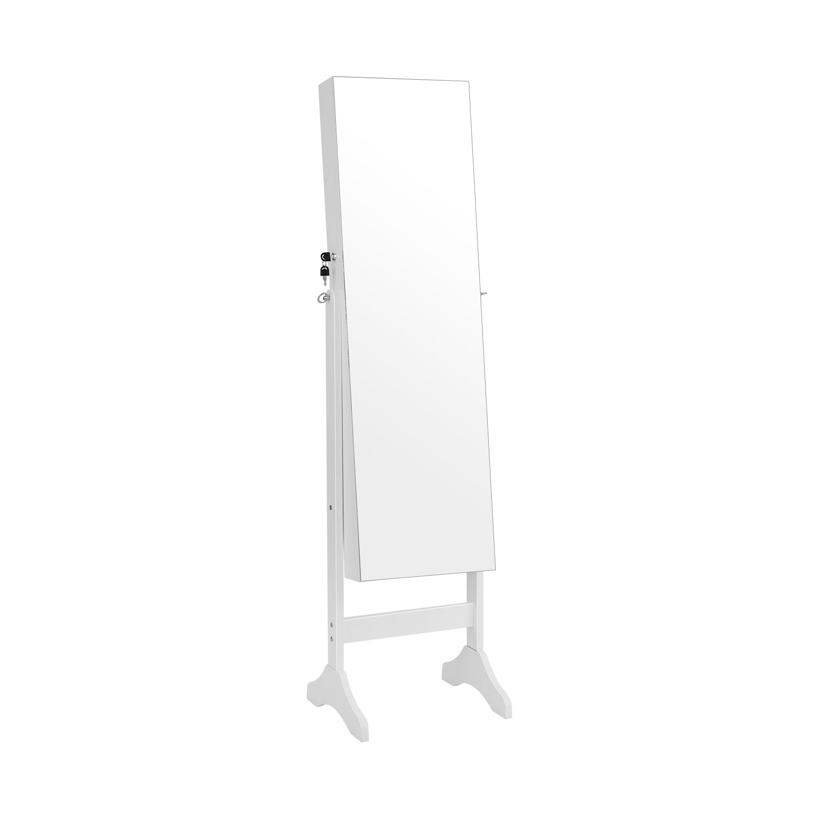 Adjustable Standing Jewelry Cabinet with Full Length Mirror-White
