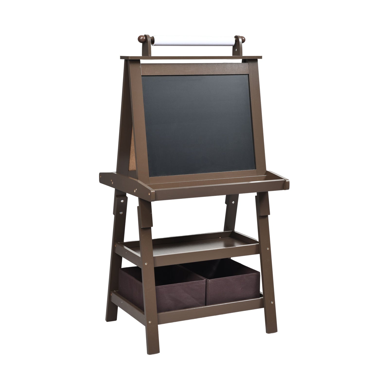 3-in-1 Double-Sided Storage Art Easel-Natural - Brown
