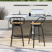 360° Swivel Bar Stool Set of 2 with Footrest and Backrest-Balck & Natural