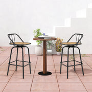 360° Swivel Bar Stool Set of 2 with Footrest and Backrest-Balck & Natural