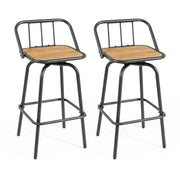 360° Swivel Bar Stool Set of 2 with Footrest and Backrest-Balck & Natural