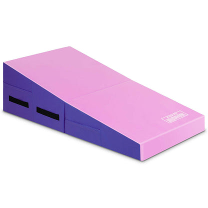 Folding Wedge Exercise Gymnastics Mat with Handles-Purple