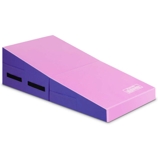 Folding Wedge Exercise Gymnastics Mat with Handles-Purple