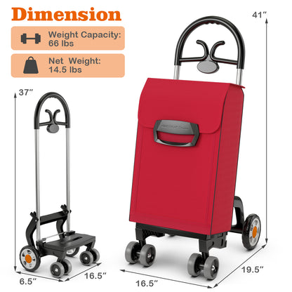 Folding Shopping Cart Utility Hand Truck with Rolling Swivel Wheels