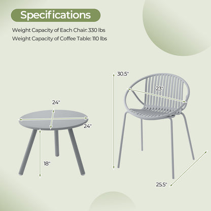 3-Piece Patio Conversation Set with Round Coffee Table