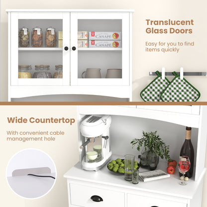 Tall Sideboard with 2 Drawers and Adjustable Shelves-White