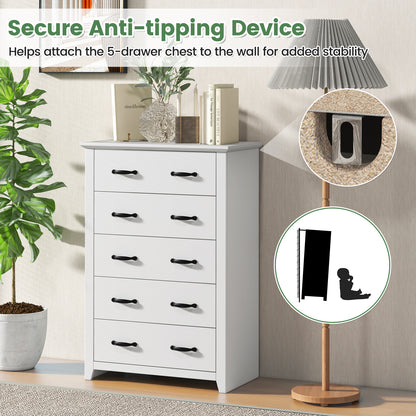 Tall Storage Dresser with 5 Pull-out Drawers for Bedroom Living Room