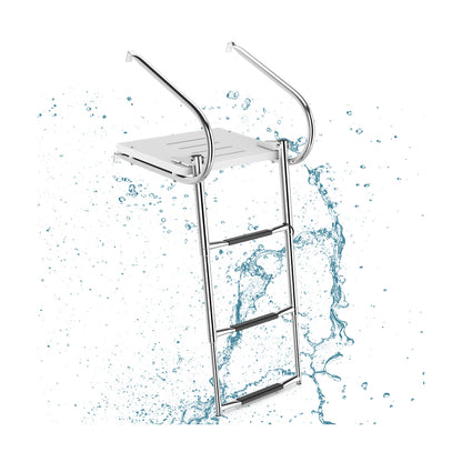 3-Step Telescoping Boat Ladder with Fiberglass Platform and Handrails