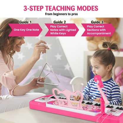 49 Keys Kids Piano Keyboard for Kids 3+-Pink