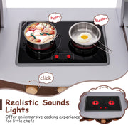 Toddler Kitchen Playset with Ice Maker Microwave Oven Sink and Washing Machine for Kids 3+ Years Old