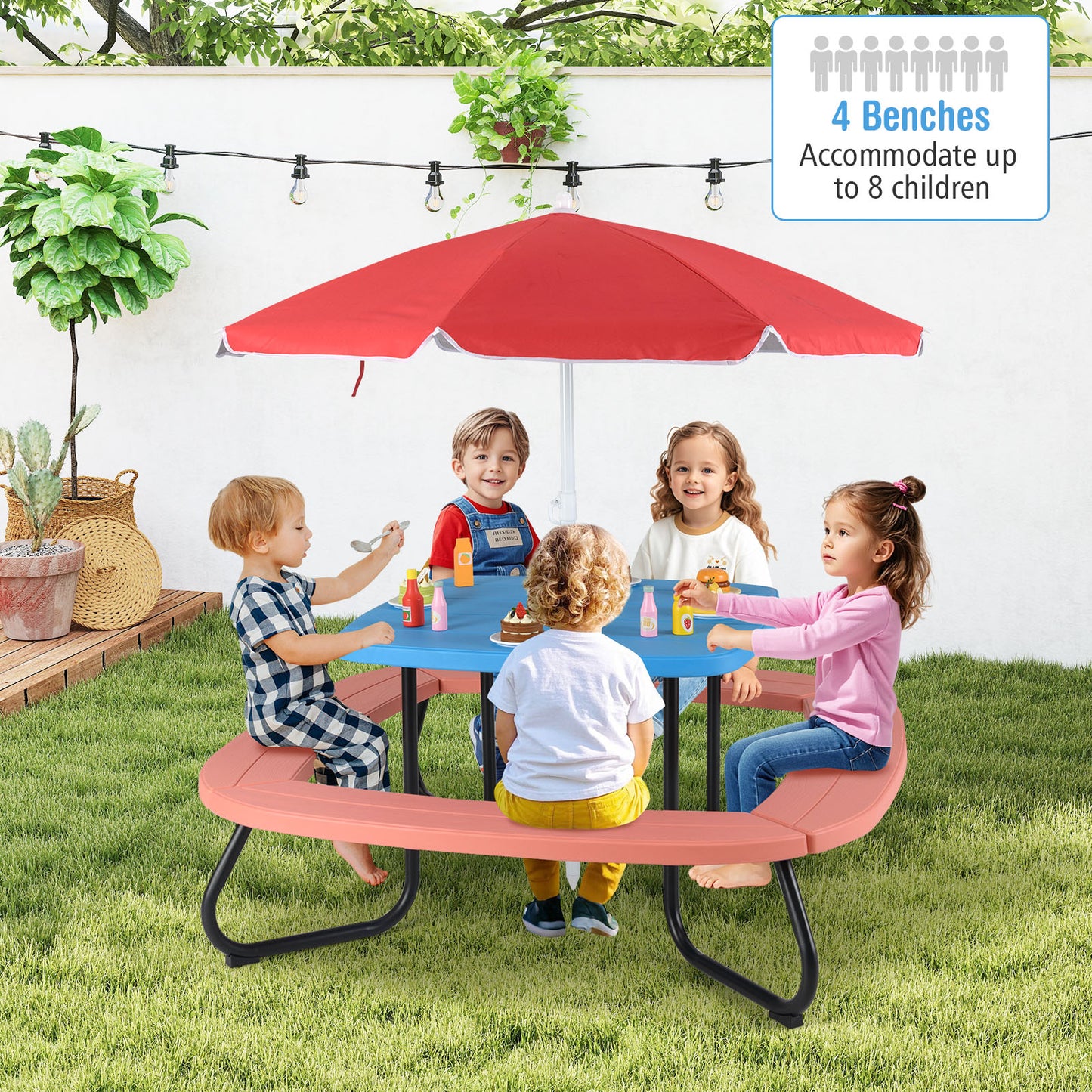 Toddler Outdoor Activity Table with Adjustable and Collapsible Umbrella