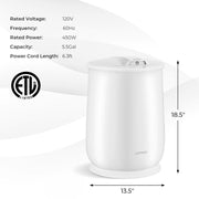 Towel Warmer Bucket with Auto Shut Off for Bathroom-White