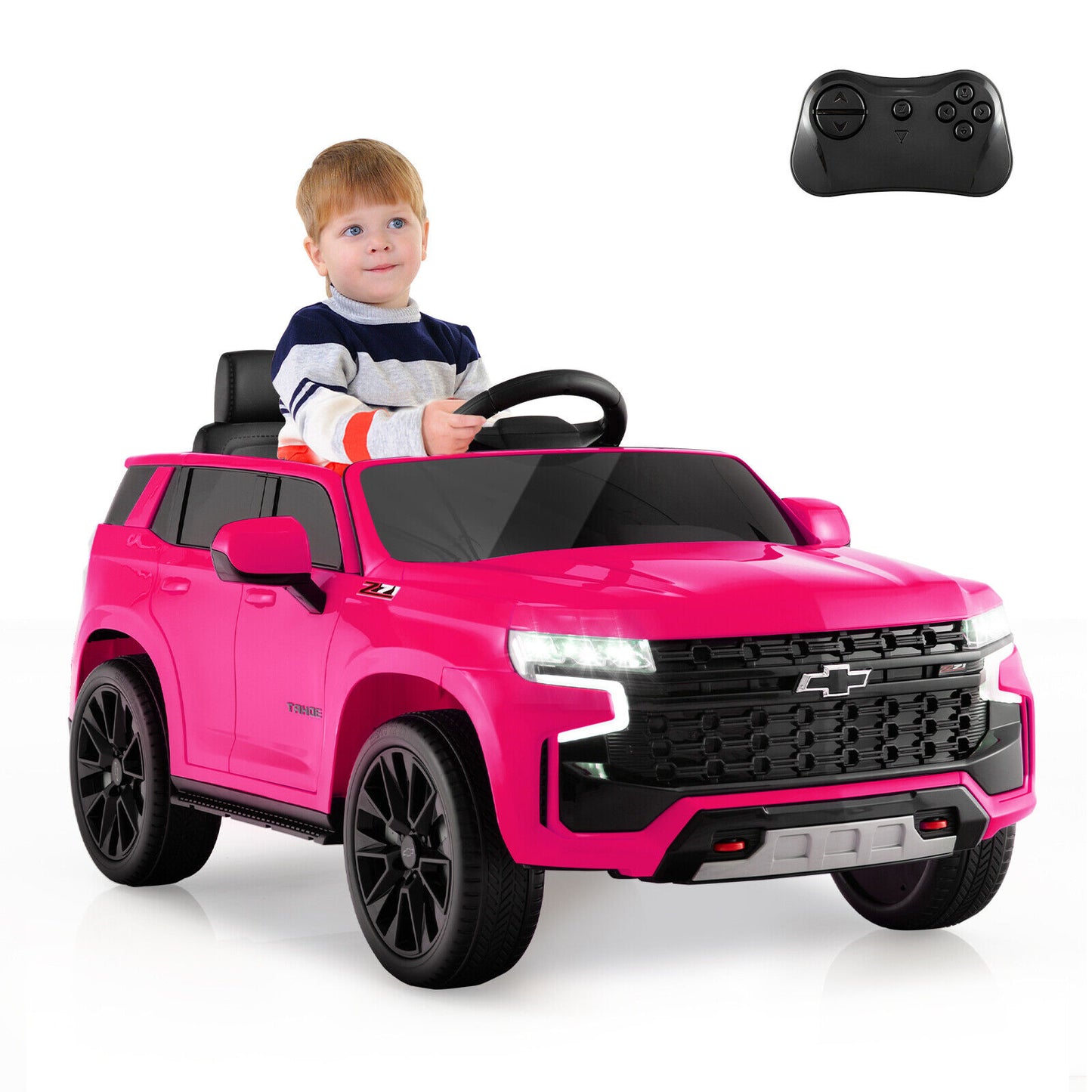 12V Kids Ride on Car with 2.4G Remote Control-Black - Pink