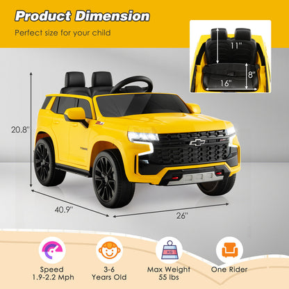 12V Kids Ride on Car with 2.4G Remote Control-Black - Yellow