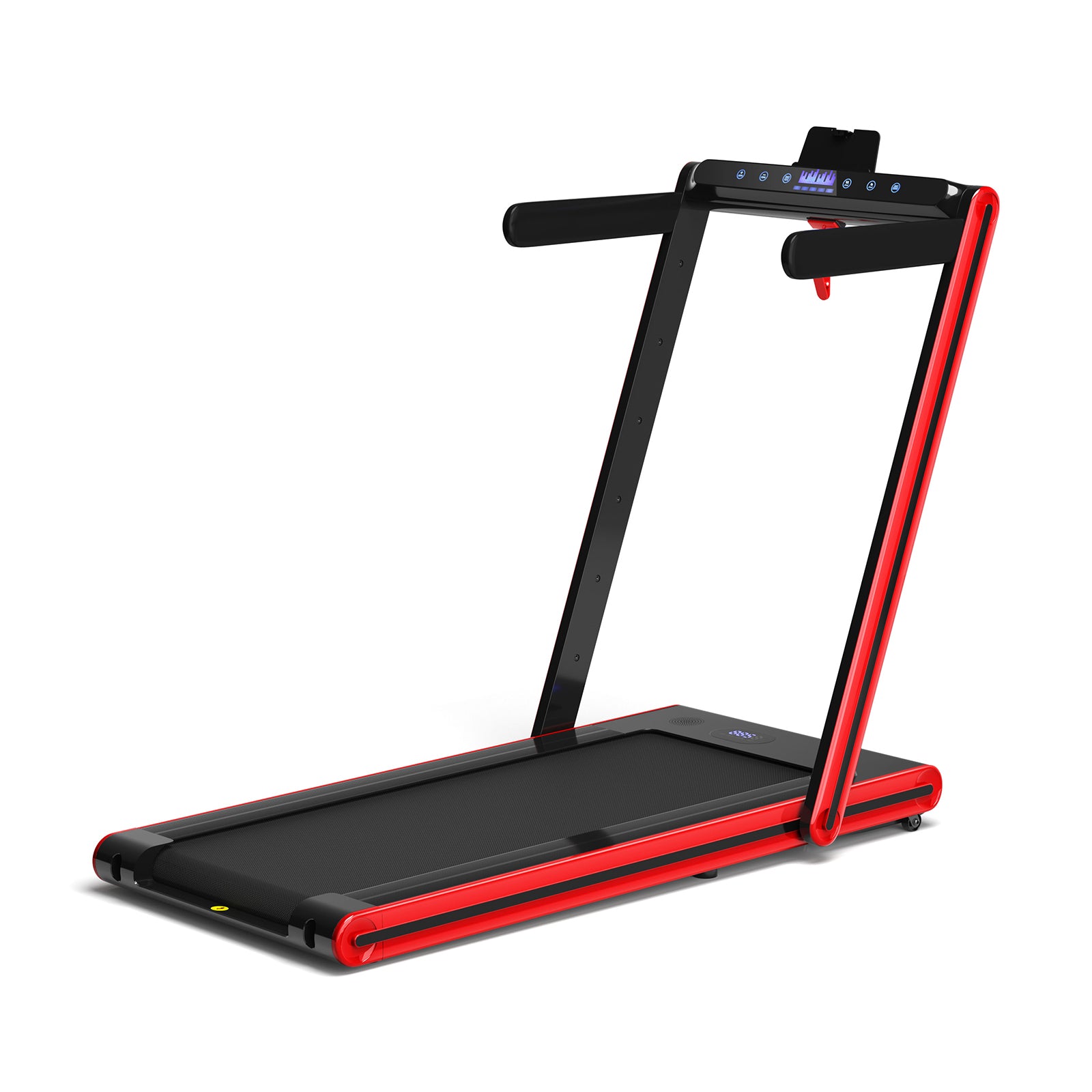 2-in-1 Folding Treadmill with Dual LED Display-Black - Red